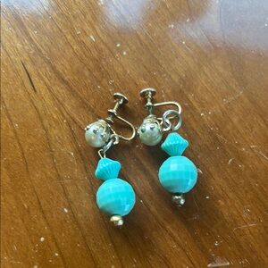 Chic Gold and Turquoise Dangle Earrings